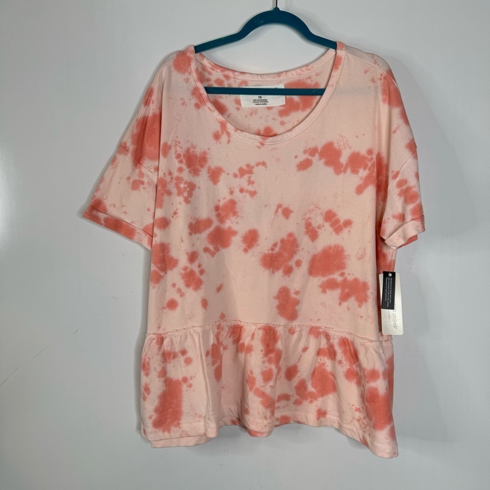 The Sweatshirt Project NWT Peplum Tie-Dye Top Size 1X